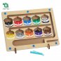 LIQU Magnetic Color and Number Maze, Montessori Wooden Magnet Puzzle