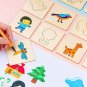 20pcs Montessori Kids Drawing Toys Wooden DIY Painting Stencils Template Craft