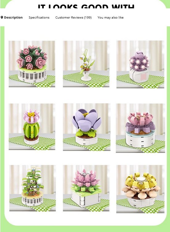 Bouquet Moc Block Flower Succulents Potted Building Blocks FIT for Romantic Kit Assembly Bricks