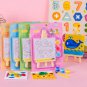 Cartoon DIY Oil Painting Shelf Drawing on Canvas Hand Paint Kids