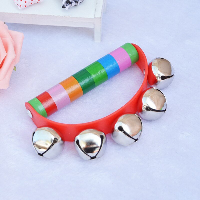 Metal Jingle Bell Musical Instrument Infant Hand Held Toys Rainbow Color