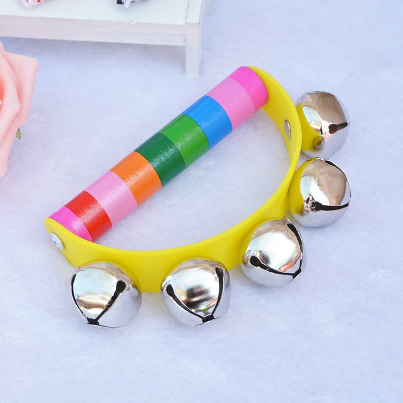 Metal Jingle Bell Musical Instrument Infant Hand Held Toys Rainbow Color