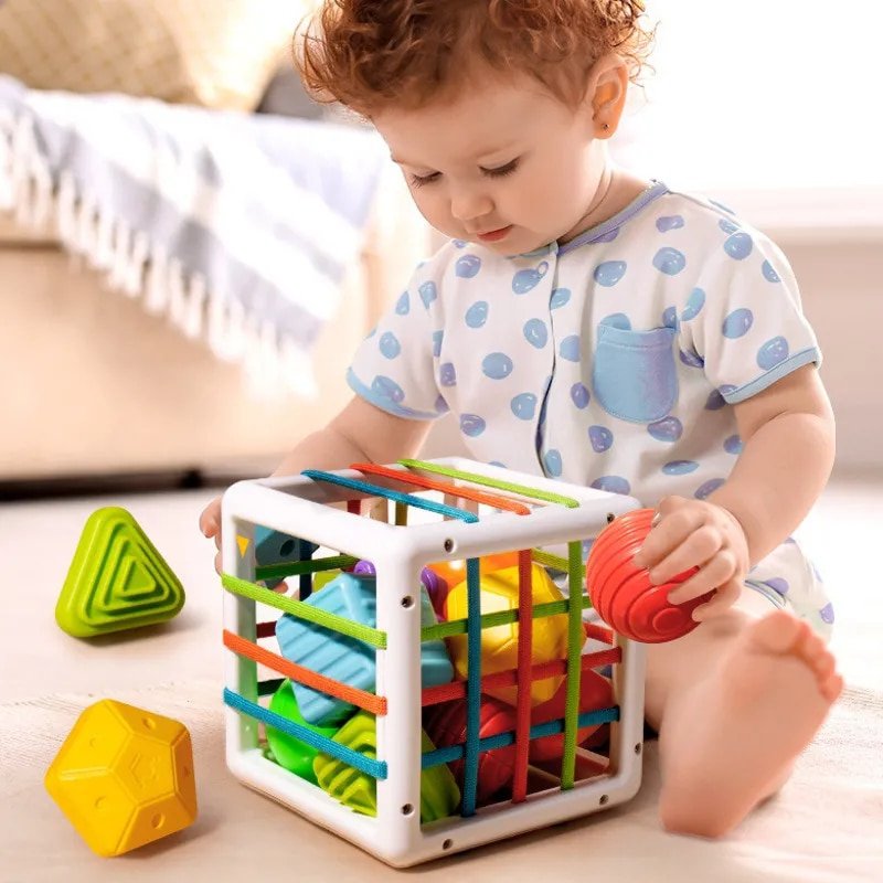 Colorful Shape Blocks Sorting Game Baby Montessori Learning Educational Toys