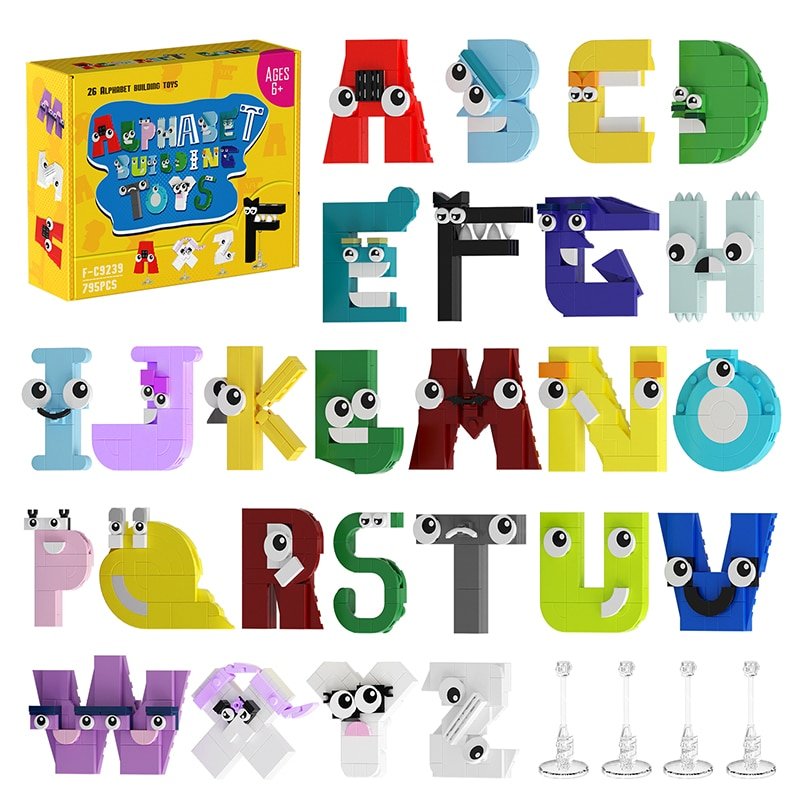 BuildMoc 26 Style English Lowercase Letters Alphabet Building Blocks ...