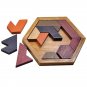 Hexagon Wooden Puzzle Tangram Intelligence Toys For Kids Adults IQ