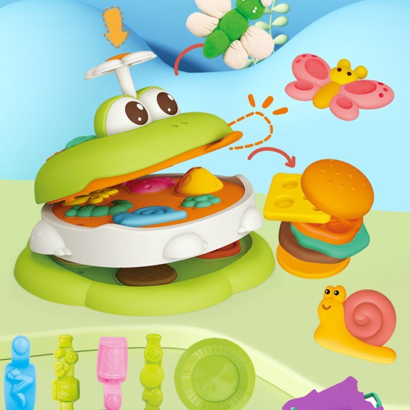 DIY toy creative clay children's Plasticine hand frog hamburger machine toy tool