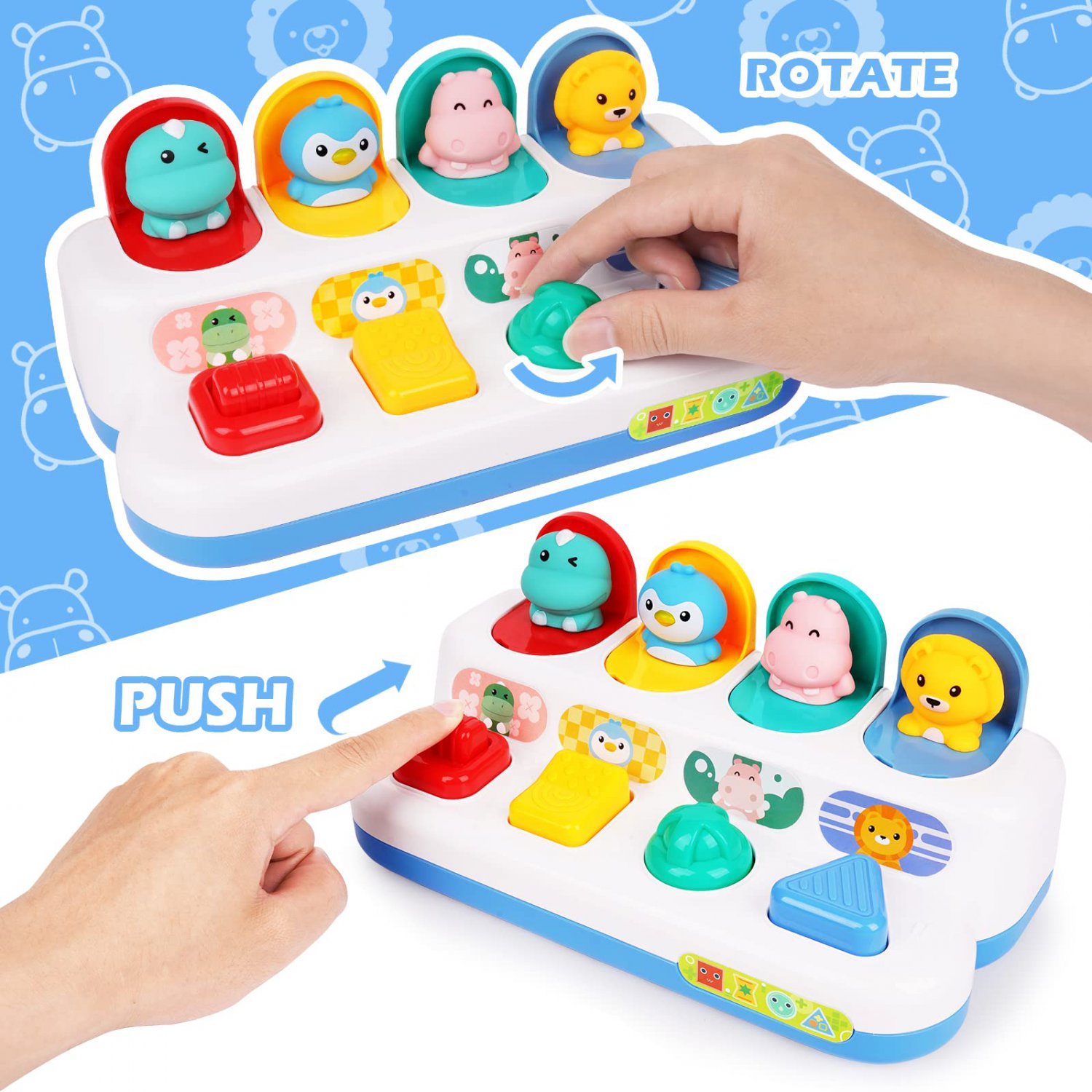 Interactive Pop Up Animals Toy Peekaboo Switch Box Button Box Treasure Surprise Box