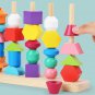 Montessori Wooden Toys Color Shape Matching Puzzle Game Colorful Beaded Color Cognition
