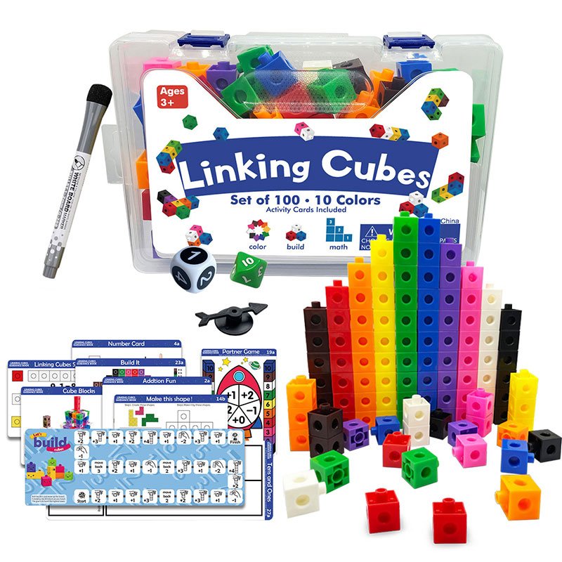Montessori Rainbow Math Link Cubes Educational Toy Boxed