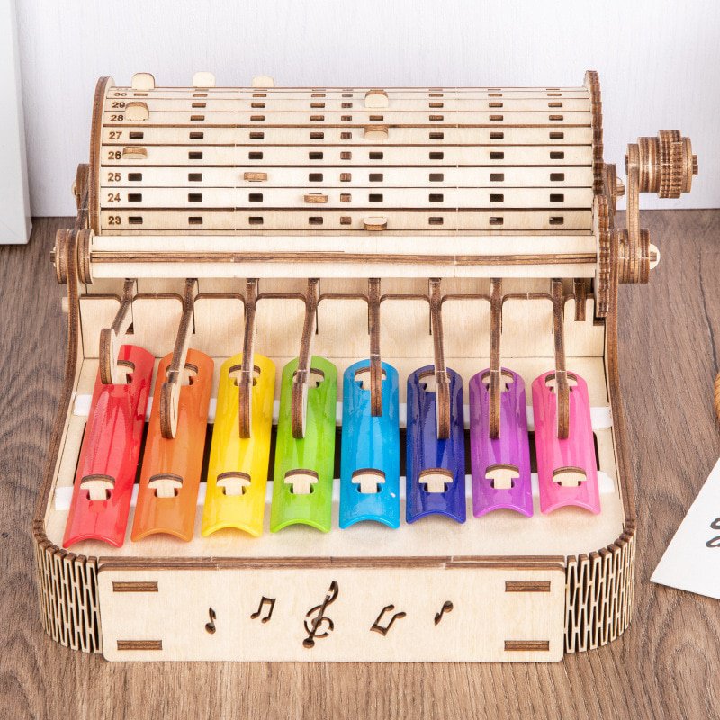 DIY Hand Rattle 8-Note Percussion Kids Music Toys Wooden Assembly Musical
