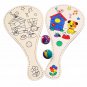 4PCS Painting Graffiti Toys DIY Racket Wooden Toy For Children Drawing Ball Kids