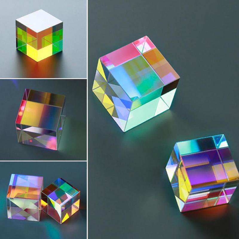 Prism Six-Sided Bright Light Combine Cube Prism Stained Glass Beam Splitting Prism Handicraft Kids