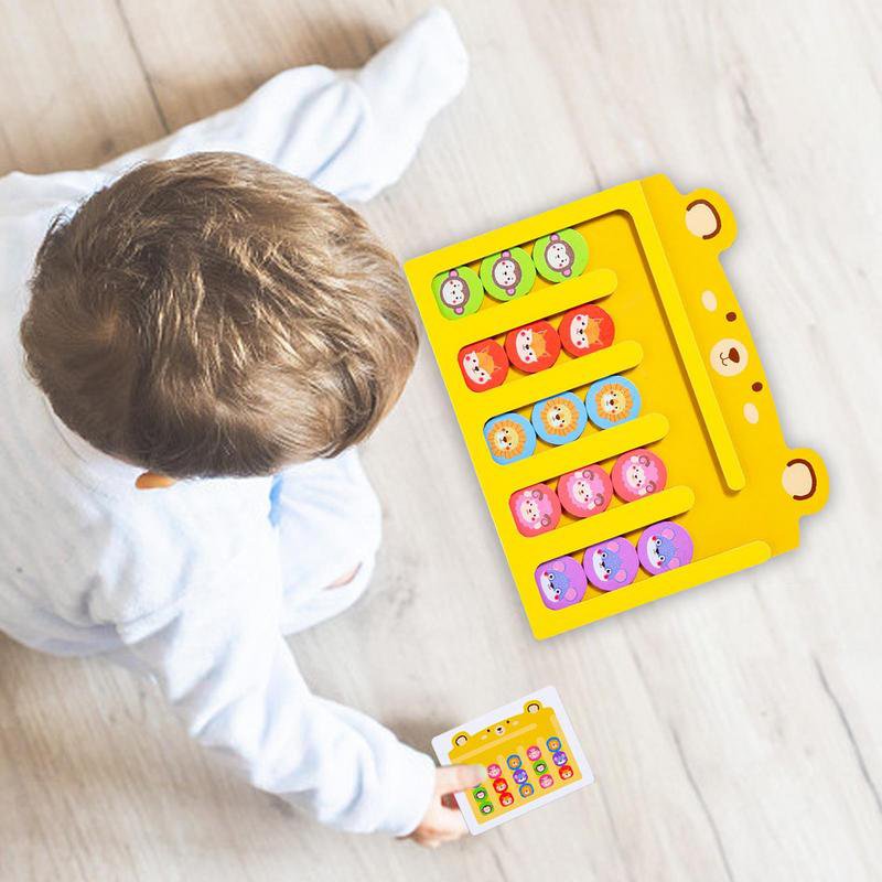 Slide Puzzle Double-sided Color Shape Matching Puzzle Game Preschool Learning Montessori