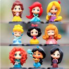 9Pcs/Set Disney Princess Mulan Aurora Cinderella Snow White Mermaid Rapunzel Bella PVC