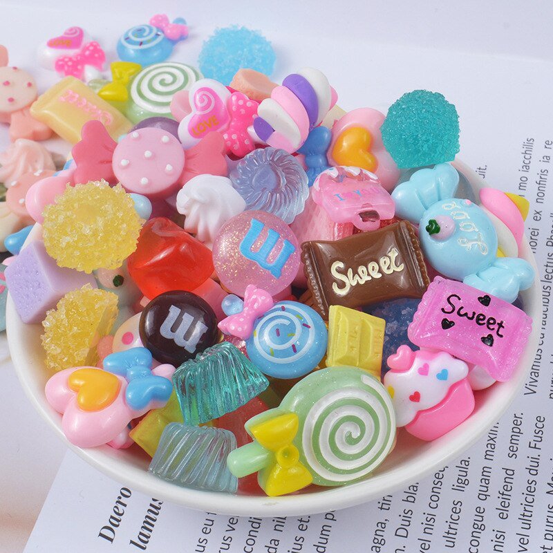 10pcs Slime Charms Simulation Candy Resin Plasticine Slime Accessories Beads Making Supplies