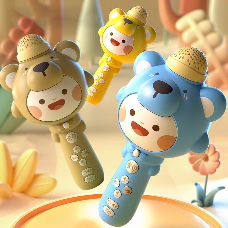 Wireless Children Bear Microphone Instrument Microphone Music Toy Handheld Mic