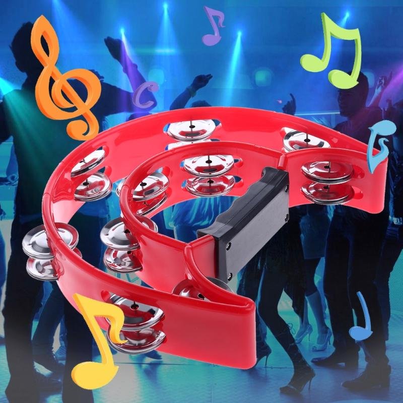 Double Row Half Moon Musical Tambourine Percussion Drum Party Gift Toy