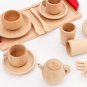 1Set Wooden Tableware Tools Tea Pot Tea Cup Teatime Party Play Toy