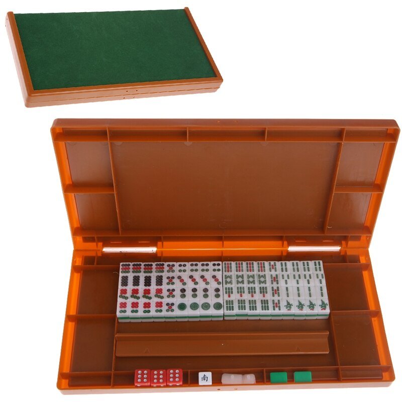 Portable Mini 144 Mahjong Set Mah jong Table Traditional Game Travel Foldable