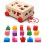 Montessori Shape Sorter Toys Wooden Pull Along Car Shape Sorter Matching Blocks