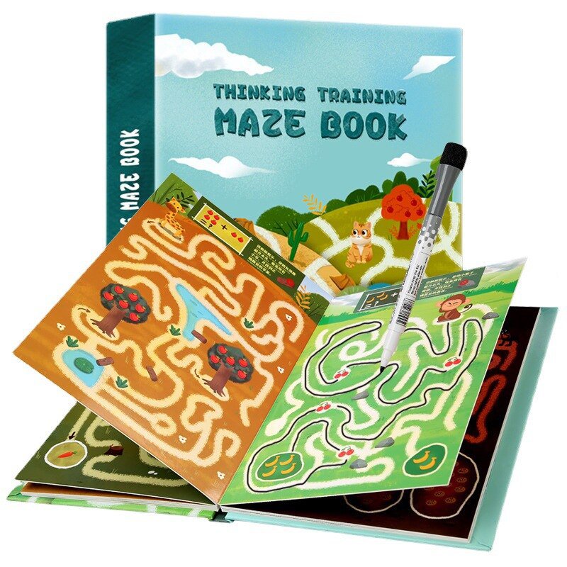 Montessori Training Maze Book Children Labyrinth Toys Drawing Tablet Pen Control
