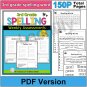 1-3 Grade Spelling Assessments and Word Lists for Kid Toddler Learning English