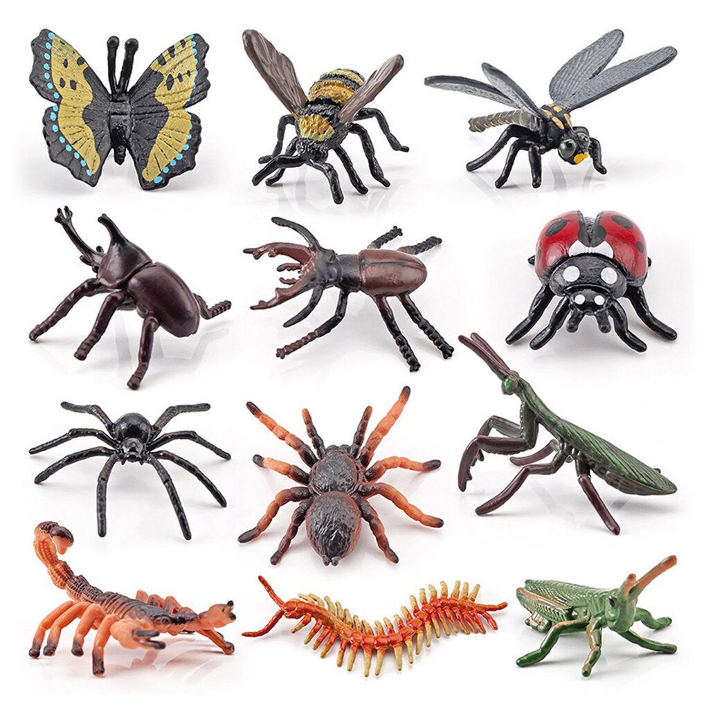 Pack of 12 Insect Bugs Figures Educational Animal Figurines Children Interactive Toys