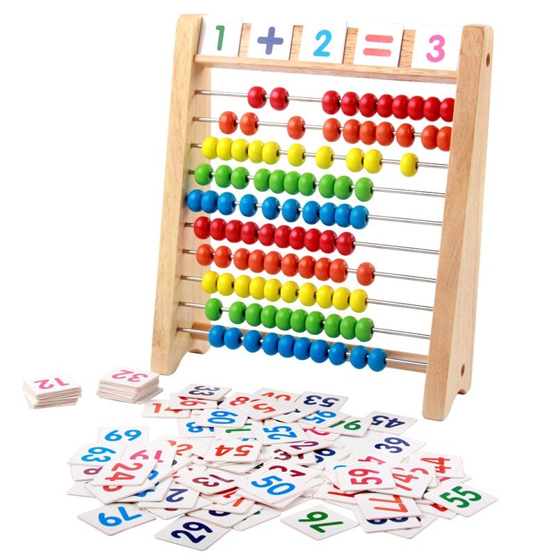 Wooden Abacus Educational Math Toy Children Rainbow Counting Beads Numbers