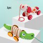 Early Education Gift Crocodile Dog Wooden Cute Fun Dragging Indoor Outdoor Home