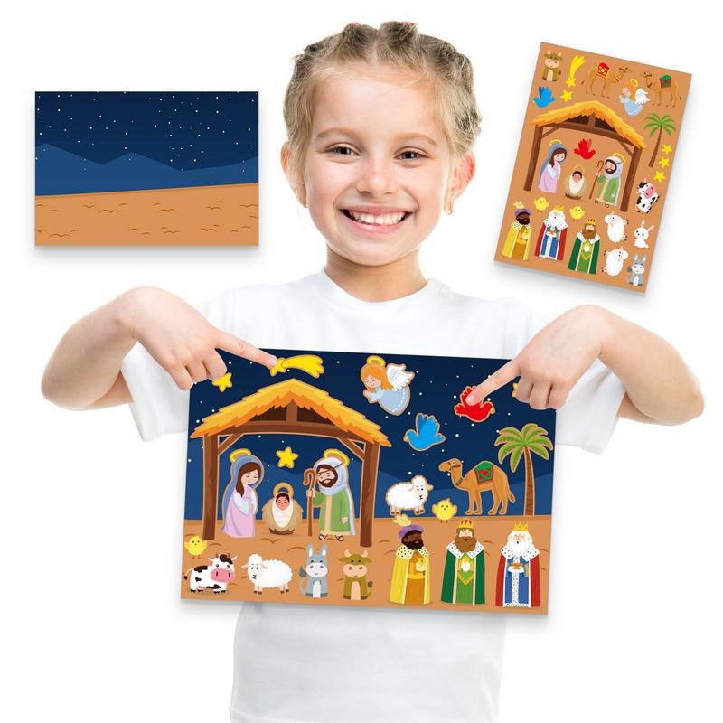 12PCS Set StickerNativity Stickers Set Jesus Birth Diy Scene Stickers Home