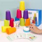 Stacking Cup Game With Card Kids Educational Montessori Toys