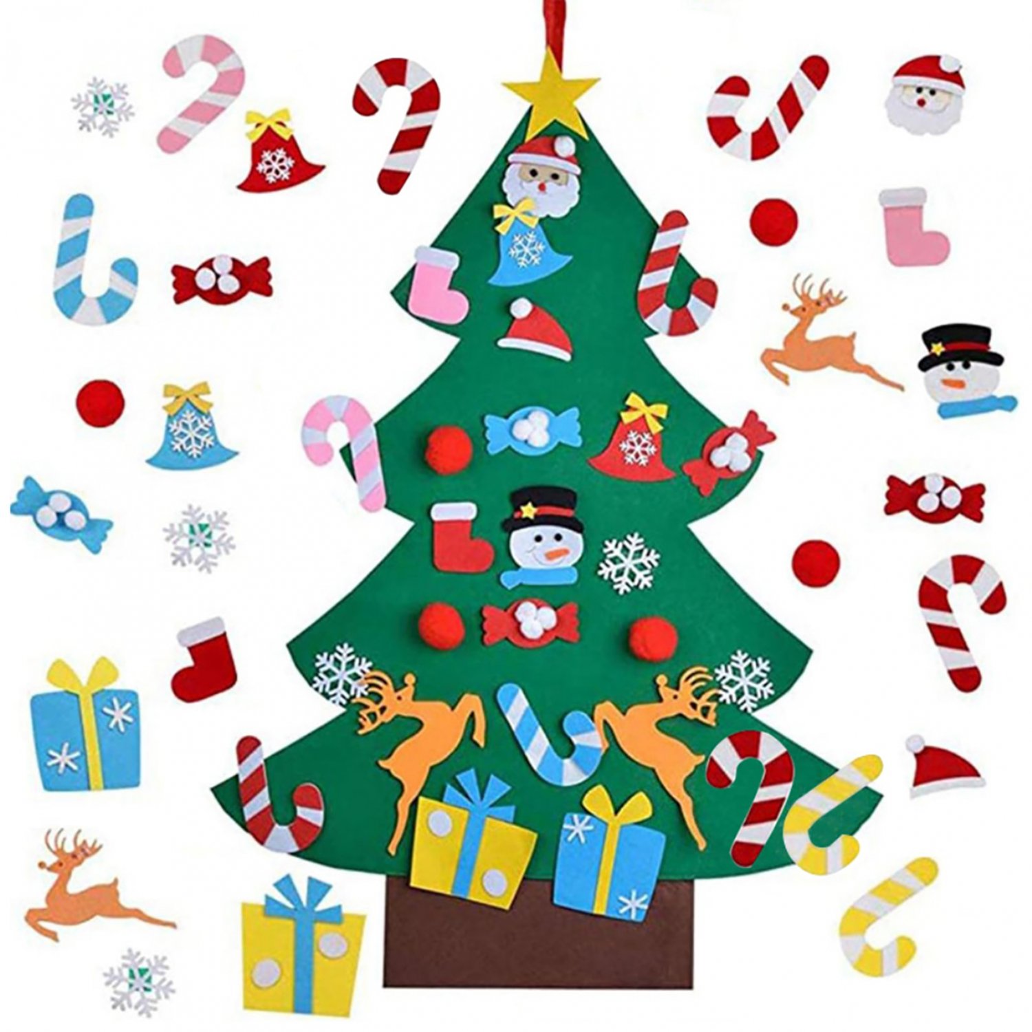 Felt Christmas Tree Kids DIY Merry Decor For Home Christmas Ornaments Xmas Gifts