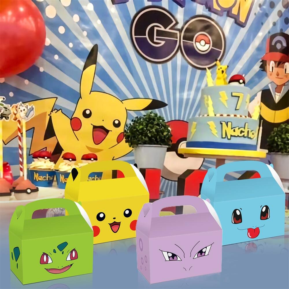 12Pcs/Pack Pokemon Birthday Party Decoration Supplies Pikachu Candy Box Disposable Paper