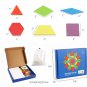 Wooden Pattern Blocks Set Geometric Shape Puzzle Kindergarten Classic Educational Montessori Tangram