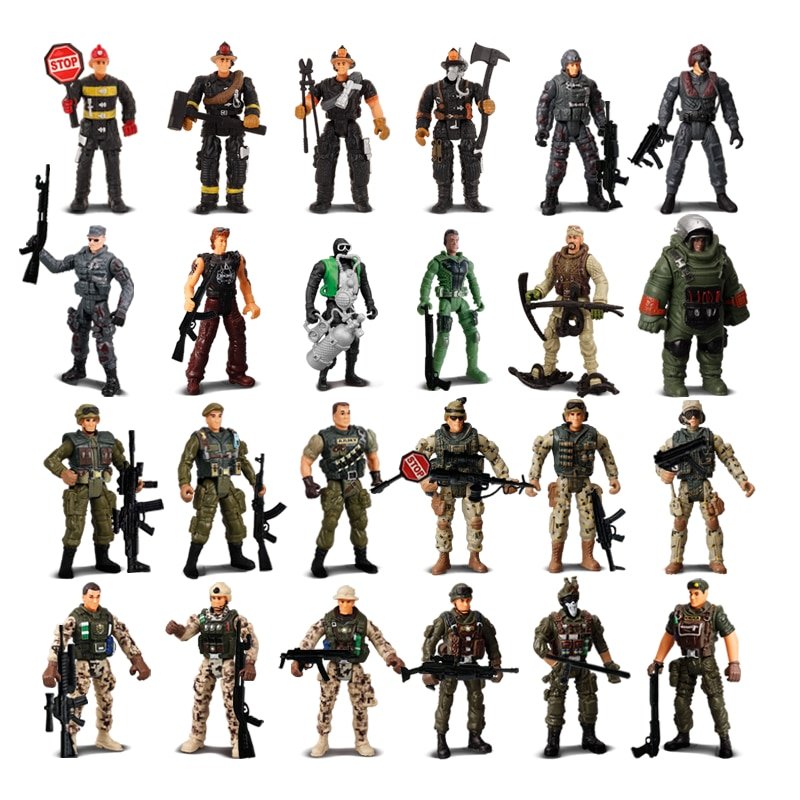 Army Men Special Forces Soldiers Fireman Engineer Action Figures Playset Military Weapon