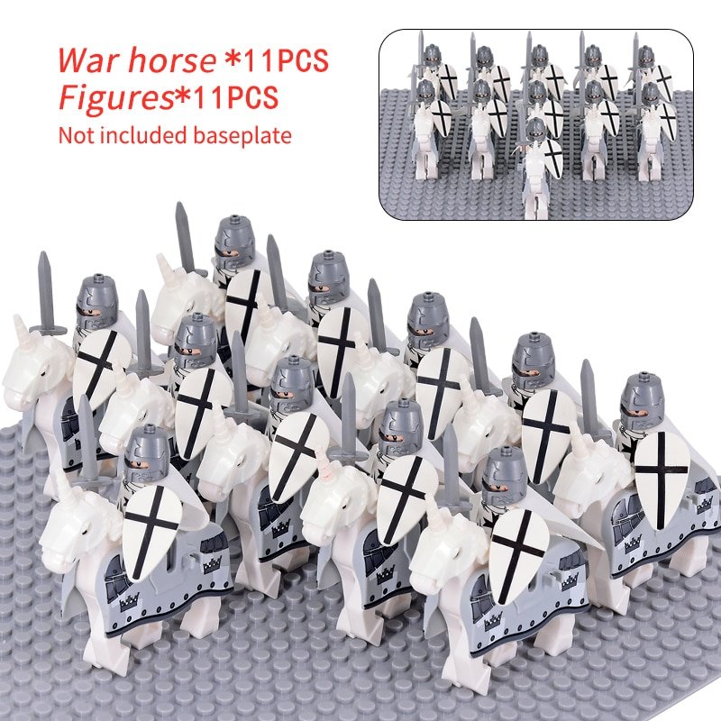 Medieval Military Sets Cavalry Figures Building Blocks Soldier Spartan Warrior Knights