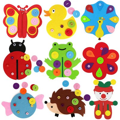 Children Diy Button Early Education Children Toys Montessori Teaching AIDS To Learn Non-woven Fabric
