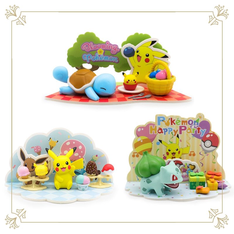 Pokemon Pikachu Charmander Eevee Scene Ornaments Doll Pok&Atilde;&copy; Ball Set Toys Kids