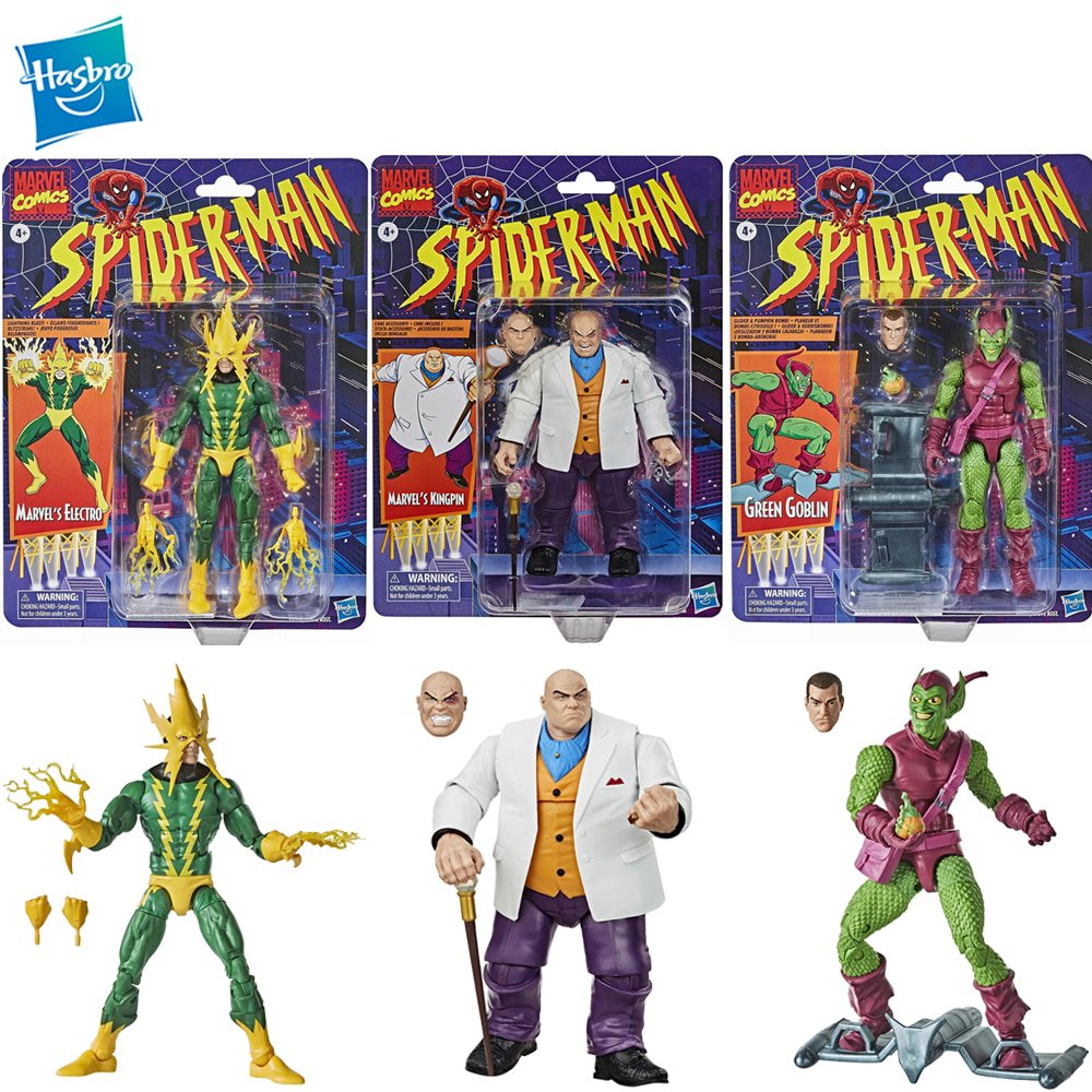 Original Hasbro Marvel Legends Retro-Packaging Series Kingpin Green Gobli Electro Action