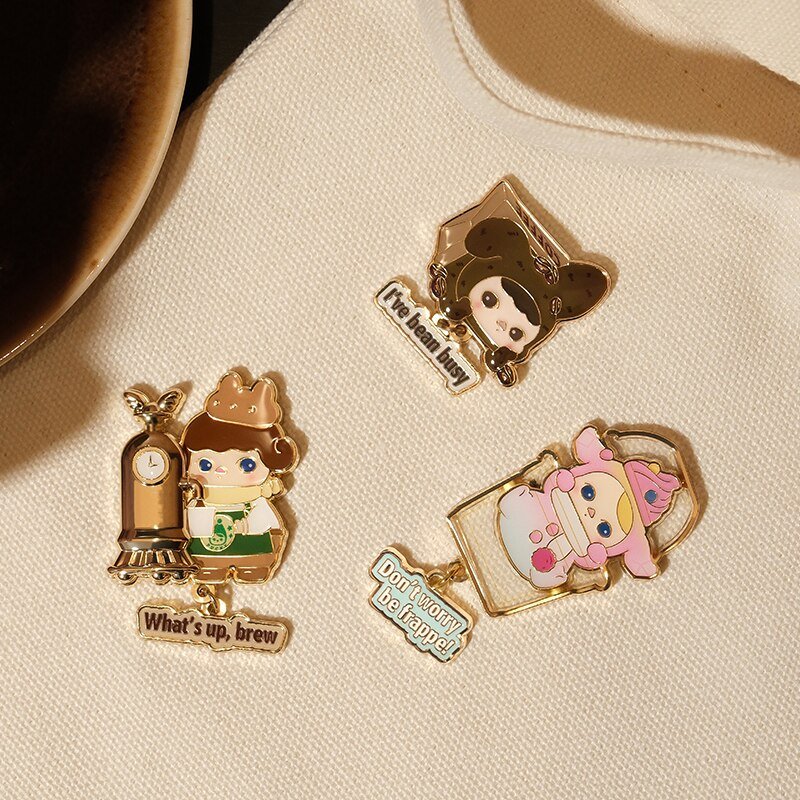 POP MART PUCKY Rabbit Cafe Series-Badge Blind Box 1PC/12PCS Pin Mystery Box