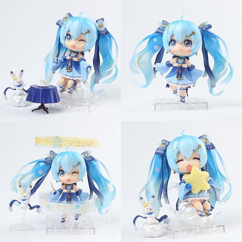 10cm Hatsune Miku Anime Action Figures Smile Snow Princess Multi Accessories