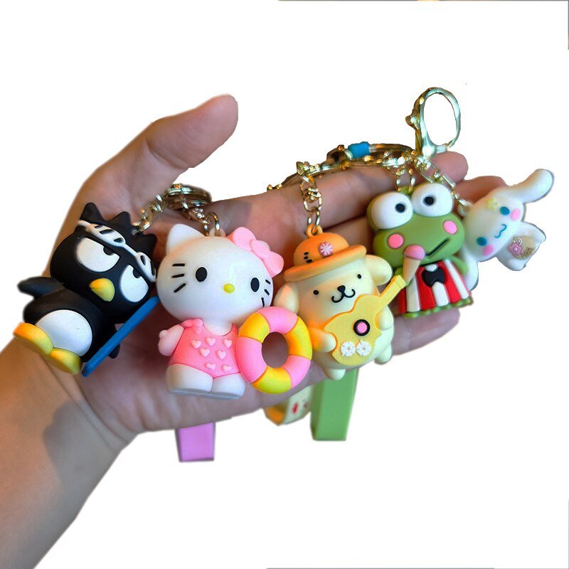 Kawaii Sanrio Hello Kitty Keychain Cherry Blossom Kuromi Cartoon