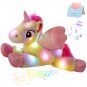48cm Rainbow LED Plush Toys Musical Throw Pillows Unicorn Lullaby Soft Stuffed Animals