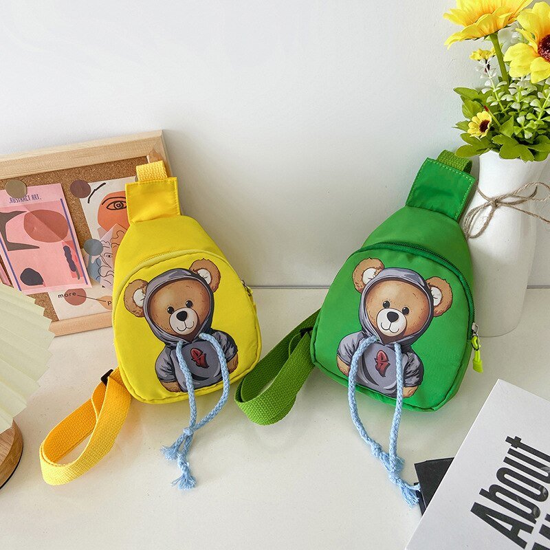 Cute Children's Chest Bag Canvas Cartoon Dressing Bear Children's Chest Bag