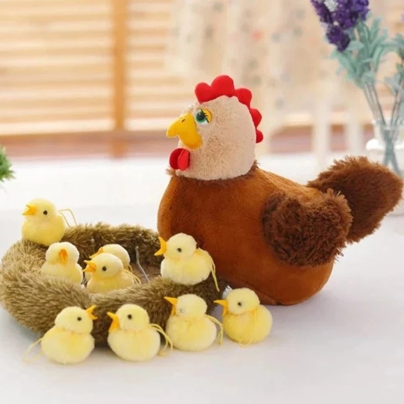 30CM Stuffed Chicken Doll Plush Toys Pretend Kid's Early Education Home Decoration