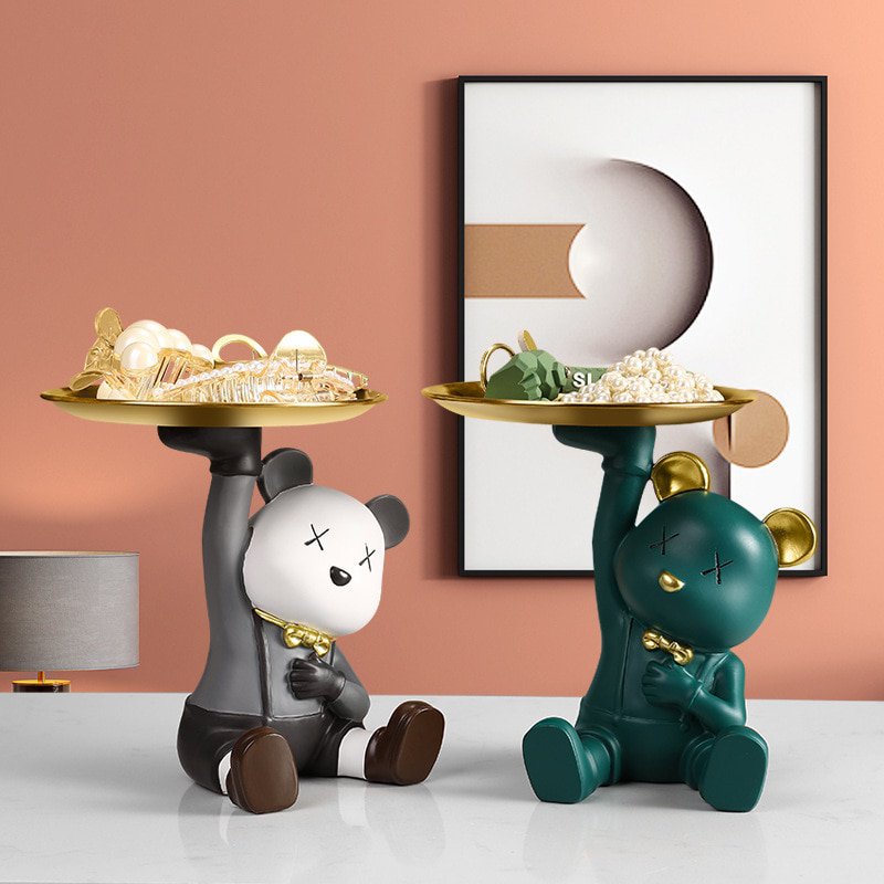 Cute Bear Figurines Resin Ornaments Sculpture For Home Decoration Living Room