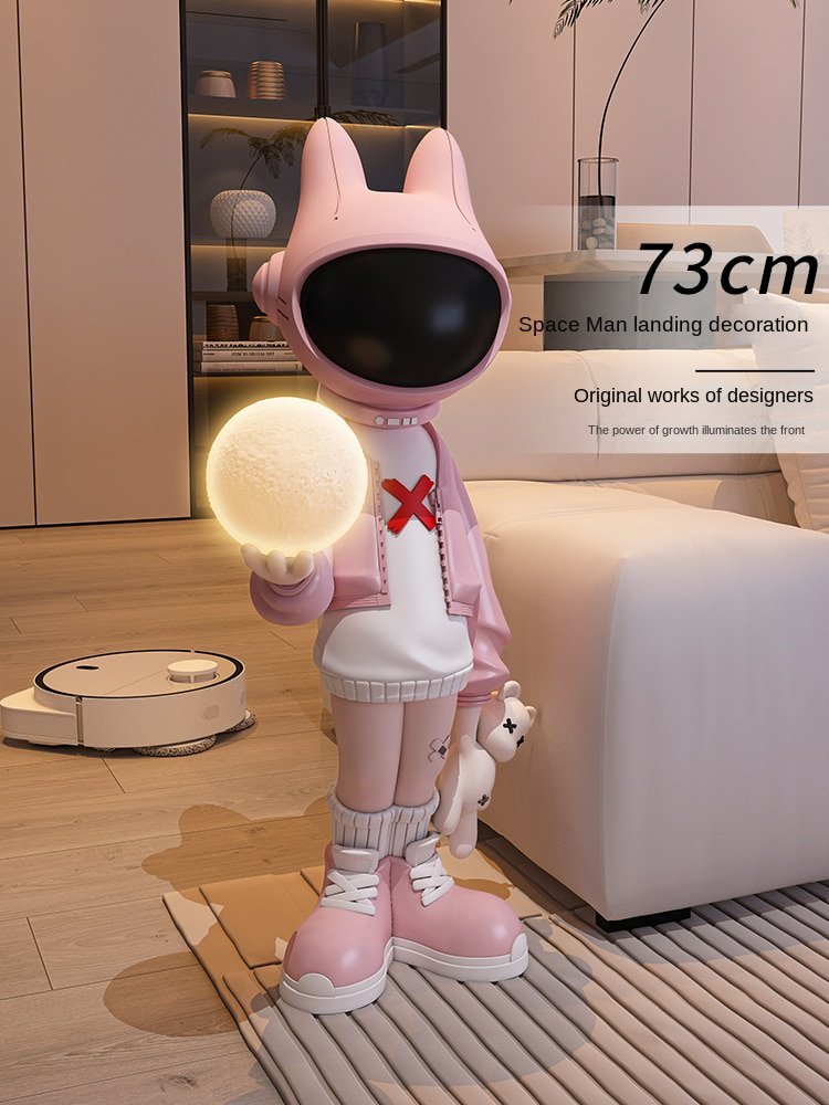 Modern Art Home Decor Pink Astronaut Statue Creative Nordic Sculpture Resin Craft Corridor Lamp