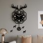 Large Wall Clock Modern Deer Head Creative Design Mute Decoration Craft for Living Room