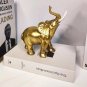 Golden Resin Elephant Statue Desktop Elephant Craft Feng Shui Elegant Elephant Trunk
