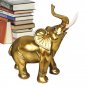Golden Resin Elephant Statue Desktop Elephant Craft Feng Shui Elegant Elephant Trunk